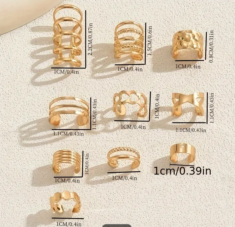 10pcs Adjustable Earrings Set