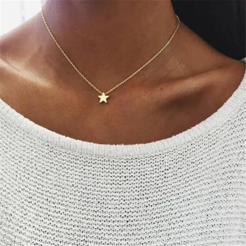 Silver Tone Tiny Heart Choker Necklace for Women - Bohemian Style Love Pendant Jewelry